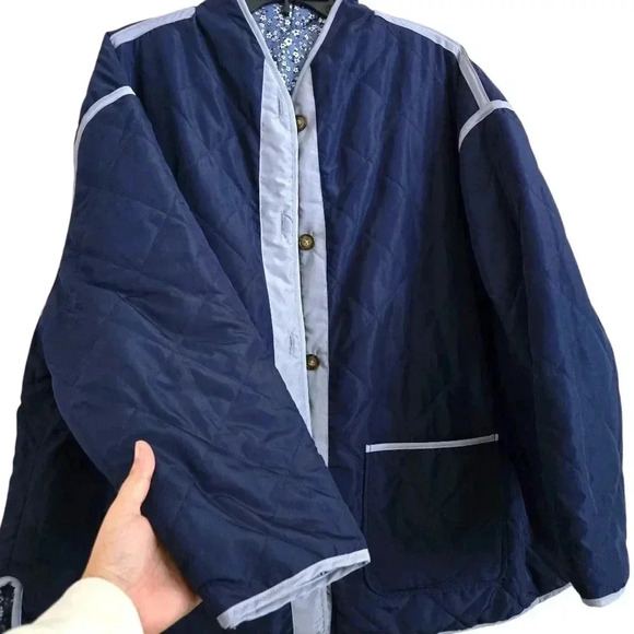 Sabrina Lauren Reversible Quilted Jacket Floral/ Blue Size 3XL - Picture 7 of 10